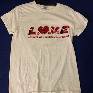 L.O.V.E white logo tee